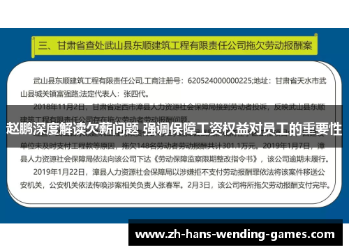 赵鹏深度解读欠薪问题 强调保障工资权益对员工的重要性