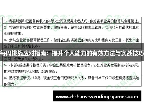 每周挑战应对指南：提升个人能力的有效方法与实战技巧