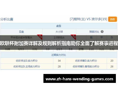 欧联杯附加赛详解及规则解析指南助你全面了解赛事进程